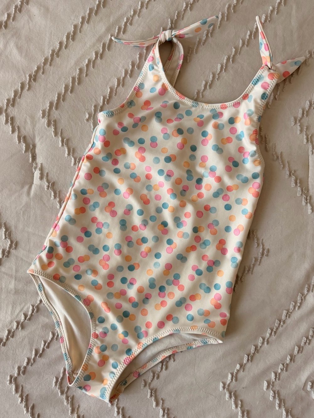 H&M Cream One-Piece Swimsuit with Pastel Dot Accents